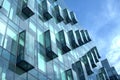 Modern office building glass wall side view close-up Royalty Free Stock Photo