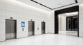 Modern Office Building Lobby with Elevators and Archway interior Royalty Free Stock Photo