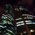 Modern office building at night, skyscraper