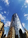 Modern office building - reflection buildings in windows Royalty Free Stock Photo