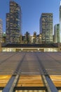 Modern office building and skyline of Hong Kong city at dusk Royalty Free Stock Photo