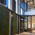 A modern office building with a smart, energy-efficient design, featuring smart lighting and climate control systems4 Royalty Free Stock Photo