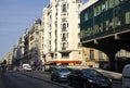 A modern office building among the stately buildings of Rue de Renard Paris Royalty Free Stock Photo