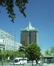 Modern office building street scene Madrid Spain Royalty Free Stock Photo