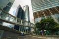 Modern office buildings and city street in Central Hong Kong Royalty Free Stock Photo