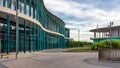 Modern office buildings and company headquarters in the rehabilitated area of the Zaragoza Expo.