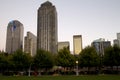 Modern office buildings in downtown Dallas sunset Royalty Free Stock Photo