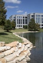 Modern office buildings and nice park view Royalty Free Stock Photo