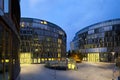 Modern Office Buildings At Night, Germany Royalty Free Stock Photo