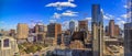 Modern office buildings of tech firms downtown with the famous Frost Bank Tower in the background in Austin, Texas, USA Royalty Free Stock Photo