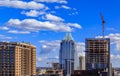 Modern office buildings of tech firms downtown with the famous Frost Bank Tower in the background in Austin, Texas, USA Royalty Free Stock Photo