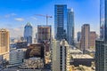 Modern office buildings of tech firms downtown with the famous Frost Bank Tower in the background in Austin, Texas, USA Royalty Free Stock Photo