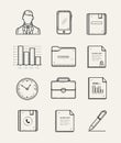 Modern office and business icons set. Line creative style.