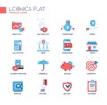 Modern office and business line flat design icons, pictograms set Royalty Free Stock Photo