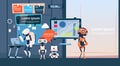 Modern Office Business Robots Group Working, Company Cyborg Team Banner With Copy Space