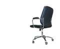 Modern office chair from black leather. Isolated