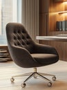 Modern office chair in an elegant workspace setting. Royalty Free Stock Photo