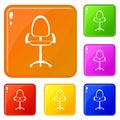 Modern office chair icons set vector color Royalty Free Stock Photo