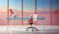 Modern office chair sits comfortably by the window, reflecting success generated by AI Royalty Free Stock Photo