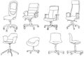 Modern Office Chair Vector Line Art Illustration