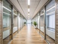 Modern Office Corridor A Stunning Architectural Perspective of a Deserted Workplace Capturing the Essence of Empty Royalty Free Stock Photo