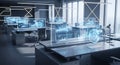 Modern Office with Data Visualization, Futuristic Workplace Royalty Free Stock Photo