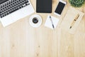 Modern office desk with empty devices Royalty Free Stock Photo