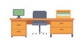Modern Office Desk: Minimalist Workspace Design, vector design Generative AI Royalty Free Stock Photo
