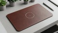 Modern Office Desk with Wireless Charging Leather Mousepad Royalty Free Stock Photo