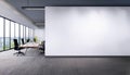 Modern office with empty white wall for mockup template. 3D Rendering Royalty Free Stock Photo
