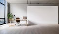 Modern office with empty white wall for mockup template. 3D Rendering Royalty Free Stock Photo