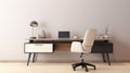 Muted Earth Tones Desk With Chair And Lights - Cabincore Media Console