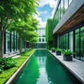 modern office filled with greenery to enhance team promoting healthy and