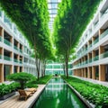 modern office filled with greenery to enhance team promoting healthy and