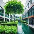 modern office filled with greenery to enhance team promoting healthy and
