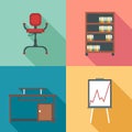 Modern office furniture set, in outlines Royalty Free Stock Photo