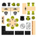 Modern office furniture top view vector illustrations collection Royalty Free Stock Photo