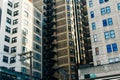 Modern office glasses buildings cityscape under blue clear sky in chicago, USA, outdoors financial skyscraper concept