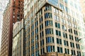 Modern office glasses buildings cityscape under blue clear sky in chicago, USA, outdoors financial skyscraper concept