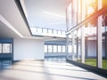 Modern office hall with big windows. 3d rendering Royalty Free Stock Photo