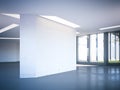 Modern office hall with blank wall. 3d rendering