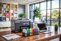 Modern Office Inkjet Printer with Continuous Ink System Efficient Printing and Sustainability in a Contemporary Royalty Free Stock Photo