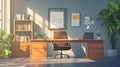 Modern Office Interior Design with Sunlight Streaming in Royalty Free Stock Photo