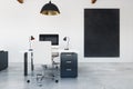 Modern office with empty banner Royalty Free Stock Photo