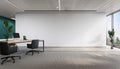 Modern office interior with empty wall for mockup. 3D Rendering Royalty Free Stock Photo