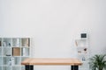 modern office interior with empty wooden table and folders Royalty Free Stock Photo