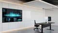 Modern Office with Large Digital Display and Computer Workstation large screen Royalty Free Stock Photo