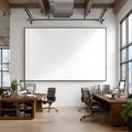 Modern office interior with large blank screen Royalty Free Stock Photo