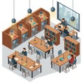 Modern Office Interior, Open Plan Workspace, Productivity Environment, vector design Generative AI Royalty Free Stock Photo