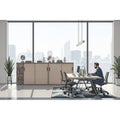 Modern Office Interior, Open Plan Workspace, Productivity Environment, vector design Generative AI Royalty Free Stock Photo